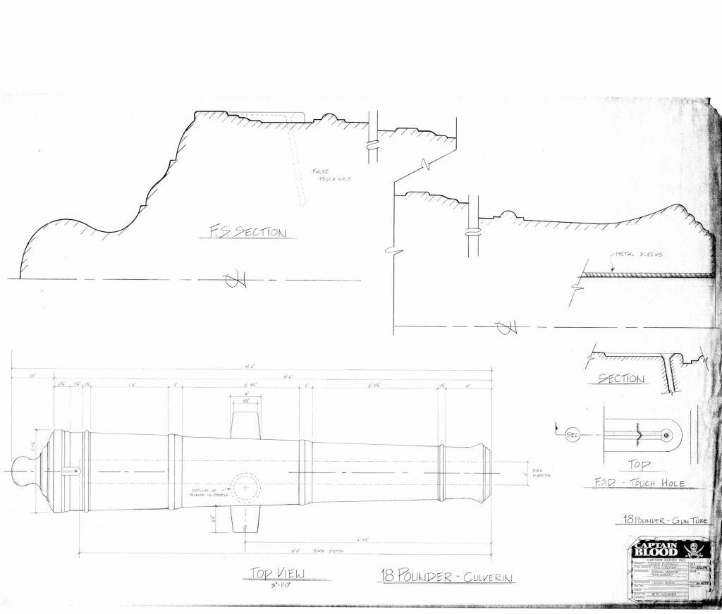 drawing for 18 pounder cannon tubes. At over 9 feet long, these were even shorter than the largest guns.