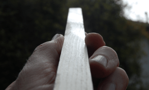 Surface of wood after being run through a planer