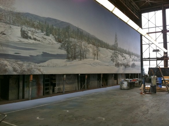 Large backing in progress on the large paint frame